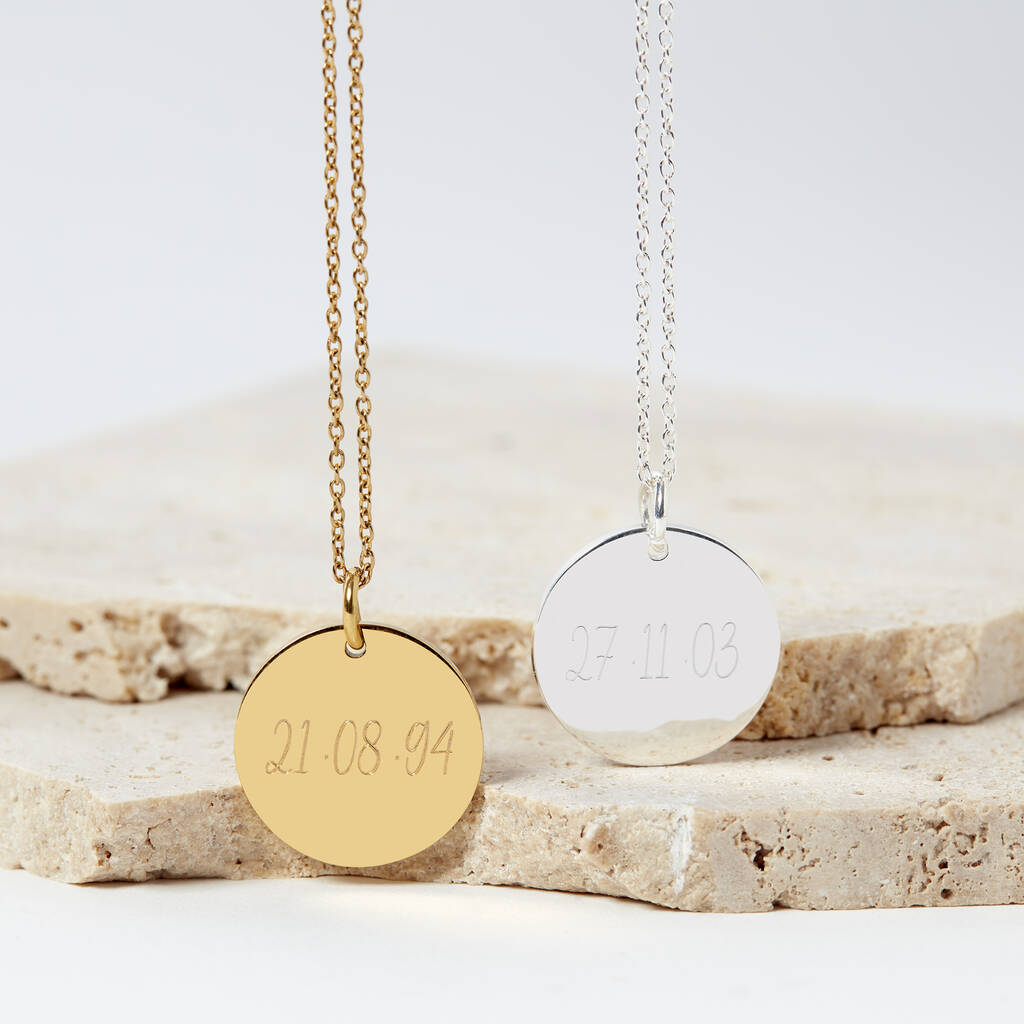 Personalised Special Date Gold Plated Disc Necklace