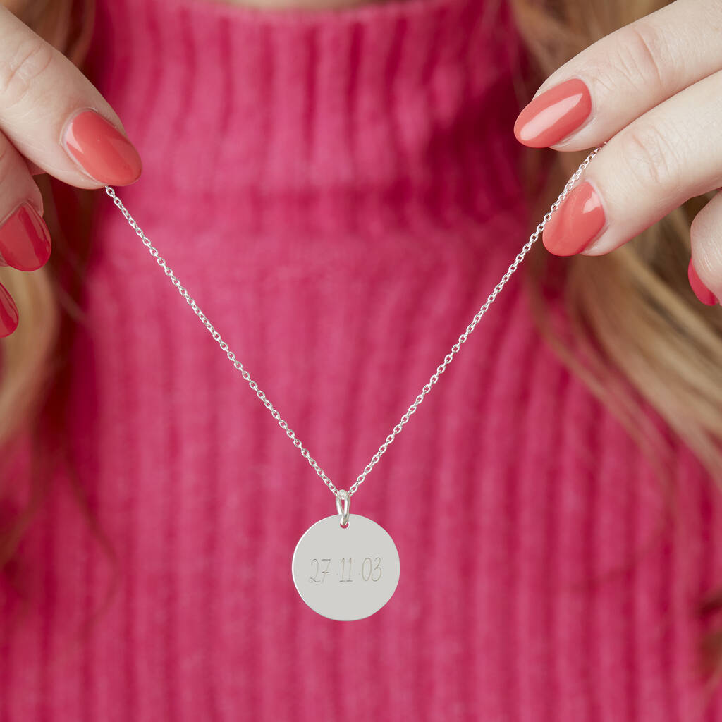 Personalised Special Date Silver Plated Valentines Necklace