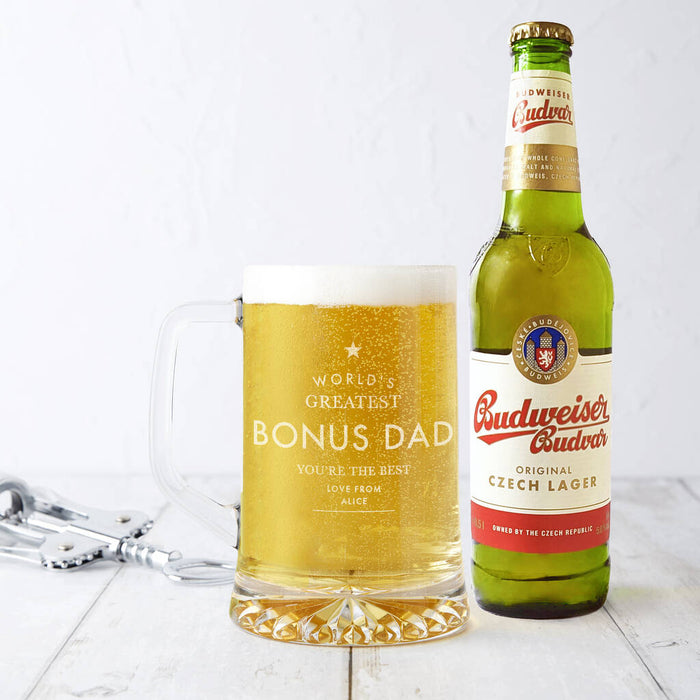 Personalised 'Worlds Greatest Bonus Dad' Beer Tankard