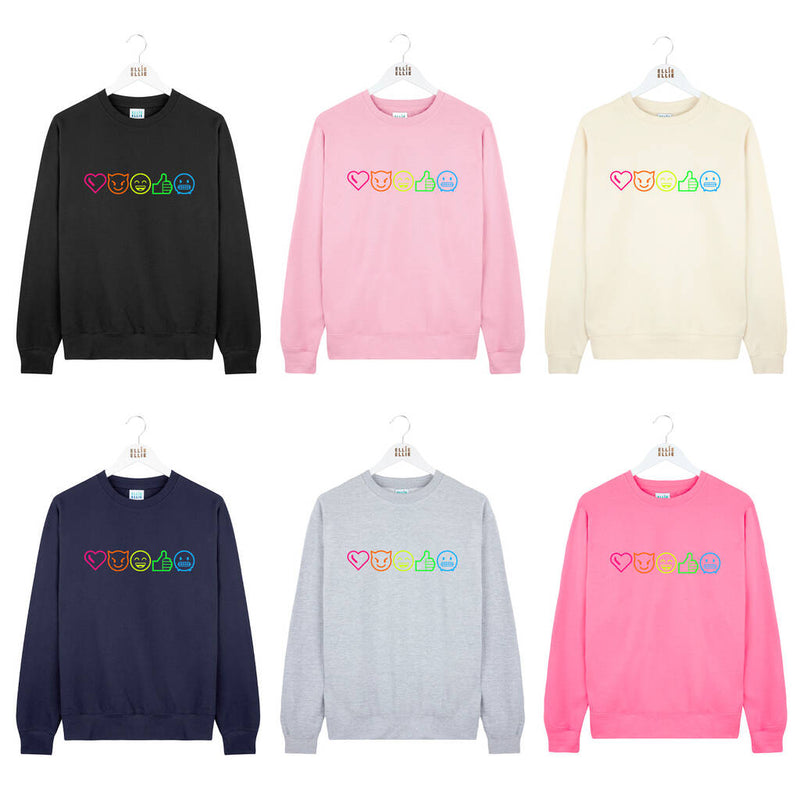 Rainbow Neon Emojis Sweatshirt