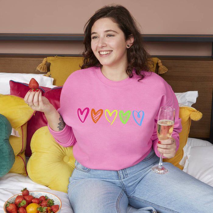 Rainbow Neon Love Heart Sweatshirt