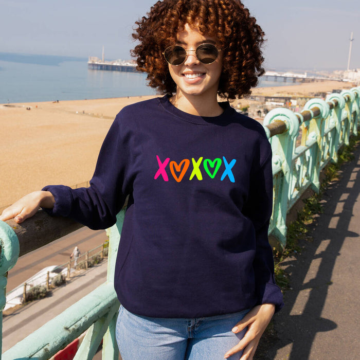 Rainbow Neon Xoxox Hugs And Kisses Sweatshirt