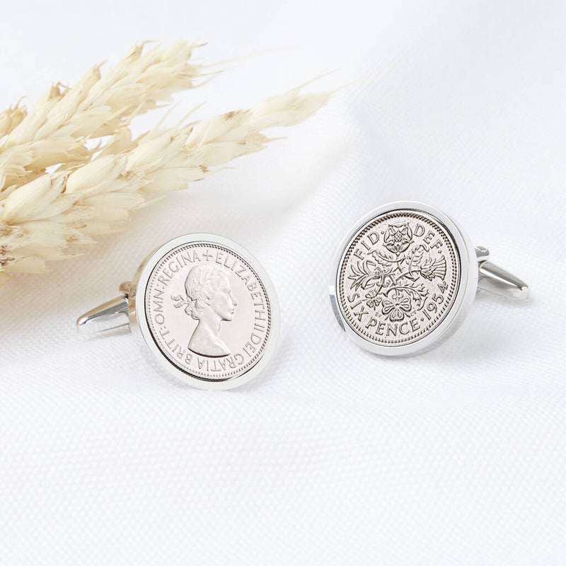 Sixpence Year Coin Cufflinks 1928-1967