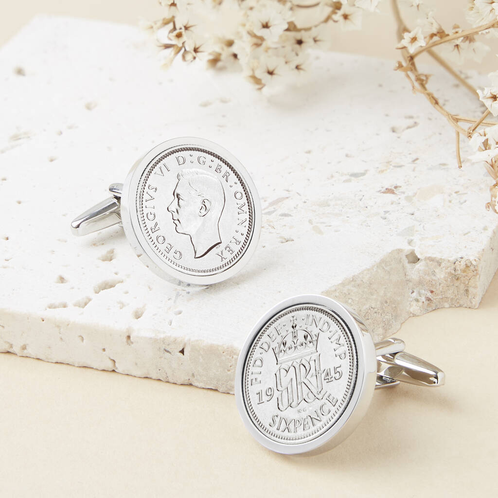 Sixpence Year Coin Cufflinks 1928-1967