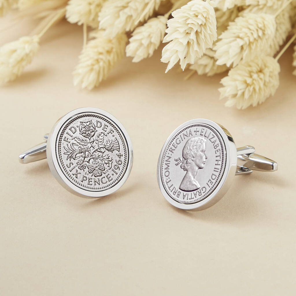 Sixpence Year Coin Cufflinks 1928-1967