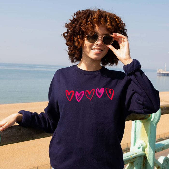 Red And Pink Neon Love Heart Sweatshirt