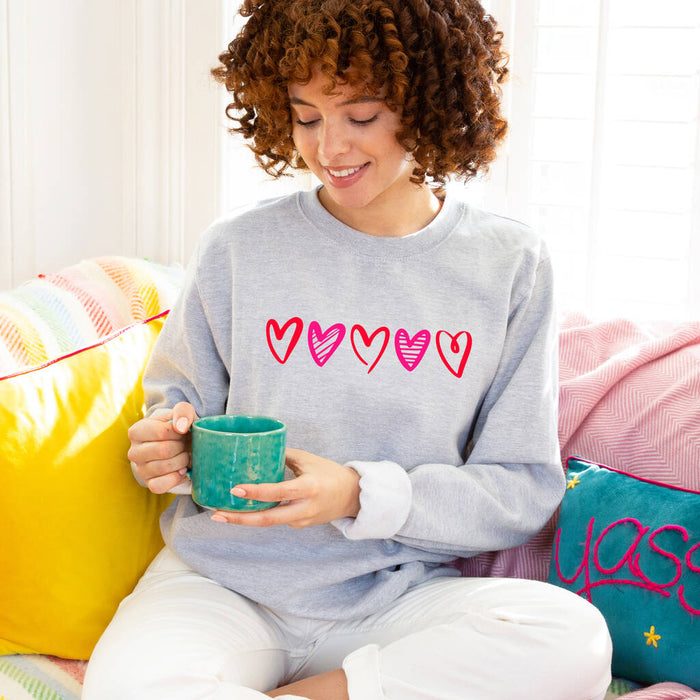 Red And Pink Neon Love Heart Sweatshirt