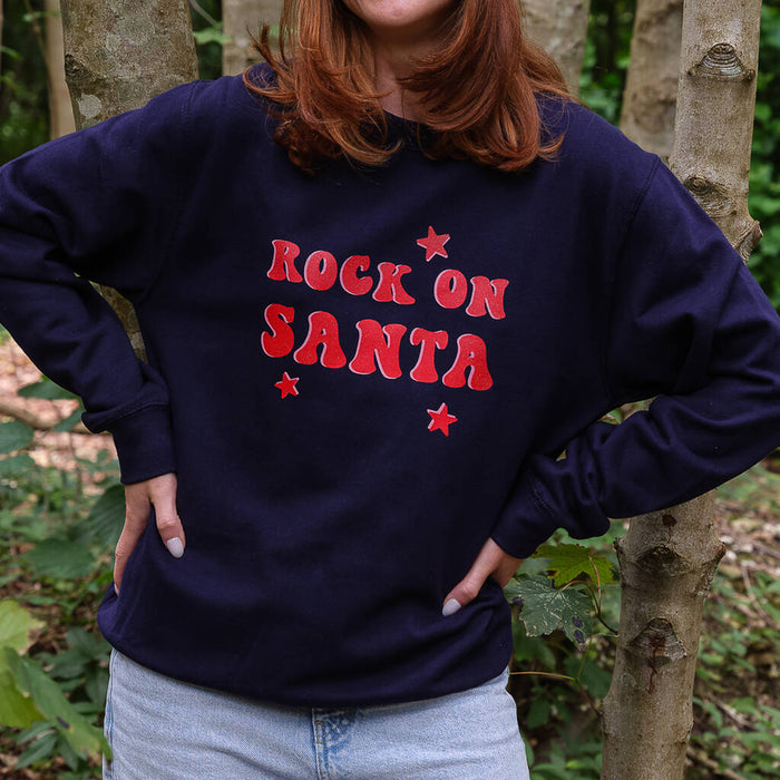 Rock On Santa Women's Christmas Jumper Sweatshirt