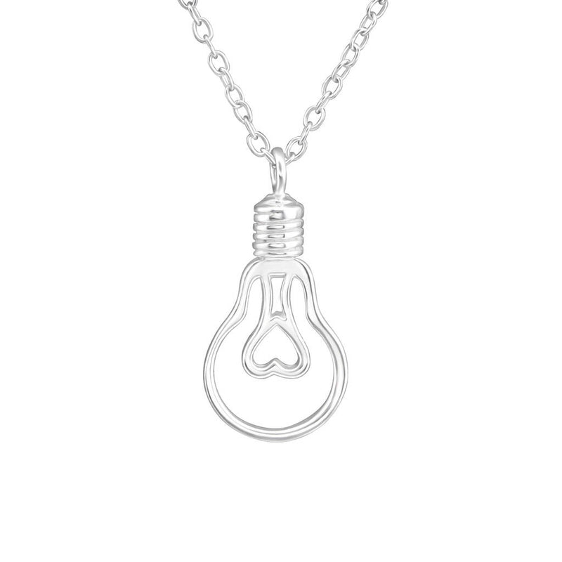 Wuv You Watts Sterling Silver Light Bulb Valentines Necklace