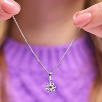 Sterling Silver Cubic Zirconia Daisy Flower Necklace