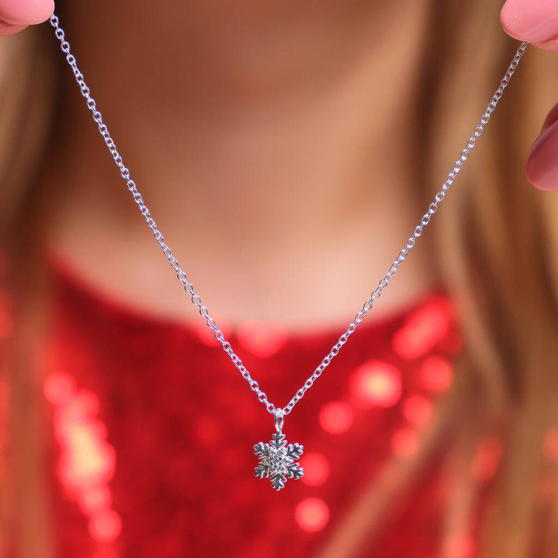 Sterling Silver Diamante Snowflake Christmas Necklace