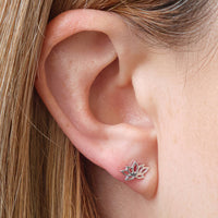 Sterling Silver Lotus Flower Stud Earrings