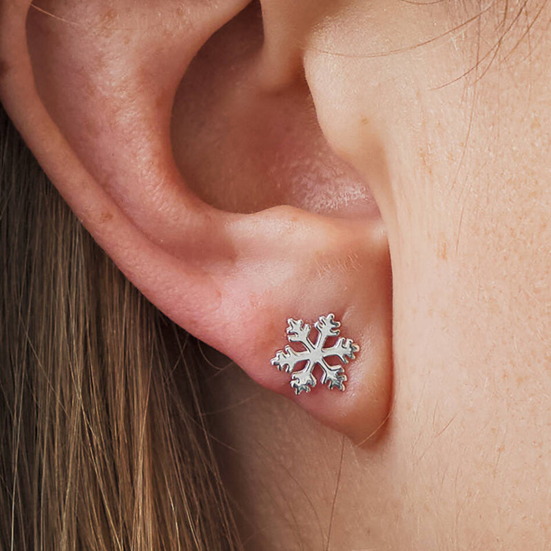 Sterling Silver Snowflake Christmas Stud Earrings