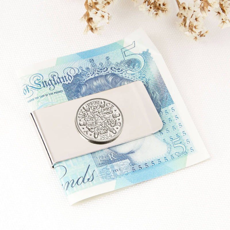 Sixpence 1934 90th Birthday Money Clip