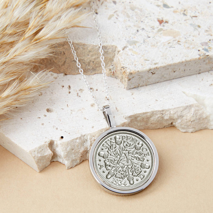 90th Birthday 1934 Sixpence Coin Necklace