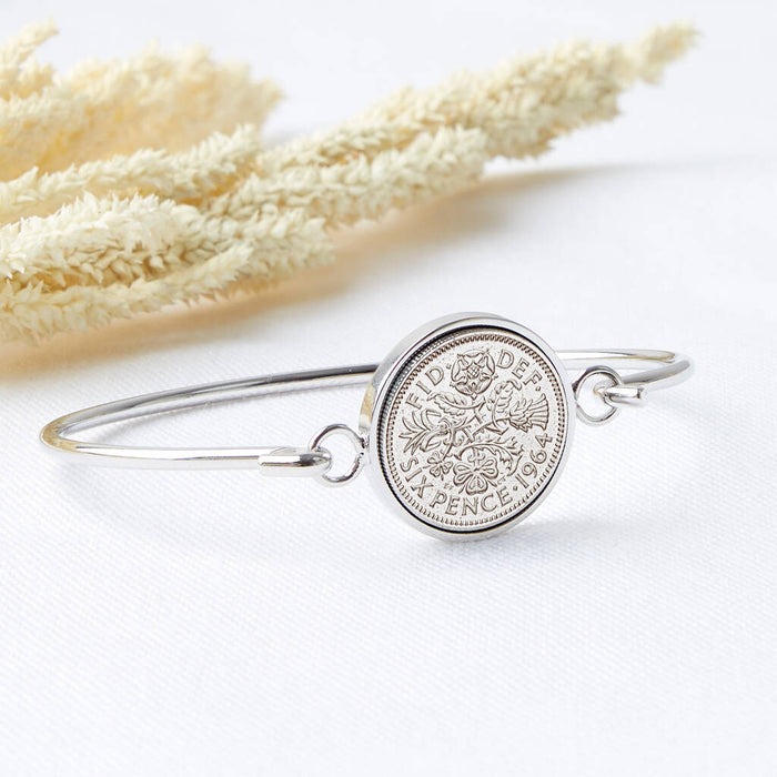 60th Birthday 1964 Sixpence Coin Bangle Bracelet