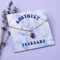 Sterling Silver Heart Birthstone Necklace Card