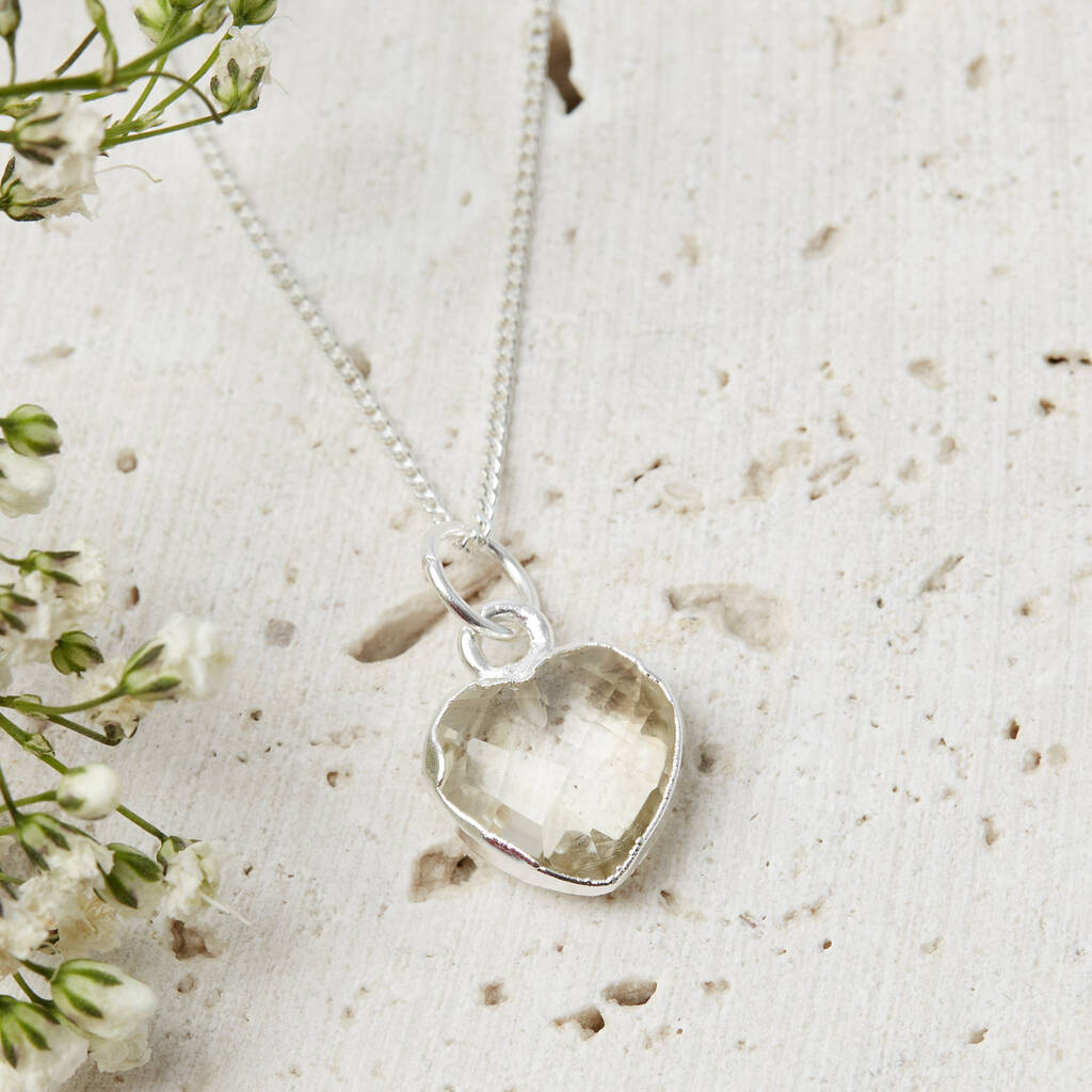 Sterling Silver Heart Birthstone Necklace