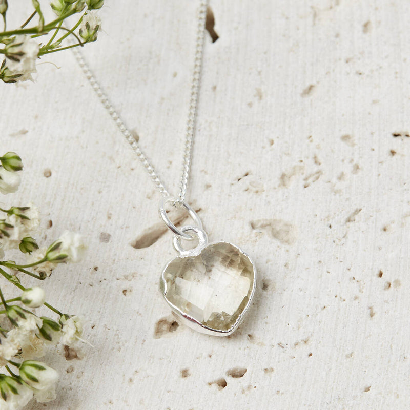 Sterling Silver Heart Birthstone Necklace