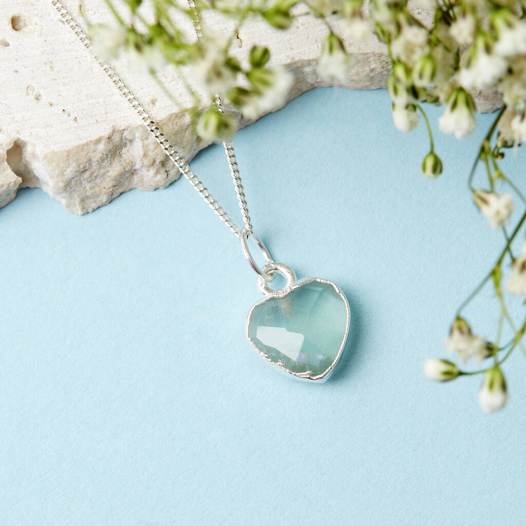 Sterling Silver Heart Birthstone Necklace