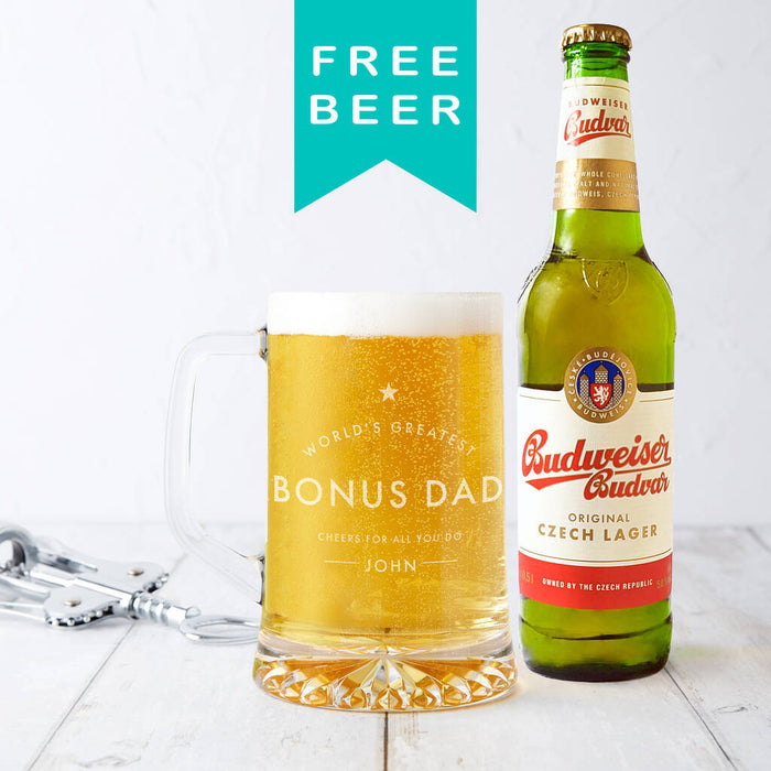 'Worlds Greatest Bonus Dad' Personalised Beer Tankard