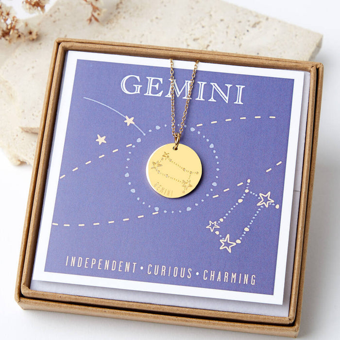 Zodiac Constellation Stainless Steel Gold Necklace