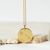 Zodiac Constellation Stainless Steel Gold Necklace