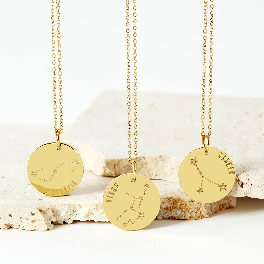 Zodiac Constellation Stainless Steel Gold Necklace