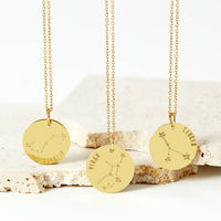 Zodiac Constellation Stainless Steel Gold Necklace