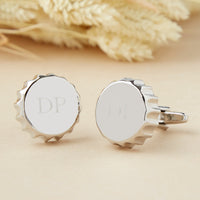 Personalised Sterling Silver Beer Bottle Top Cufflinks