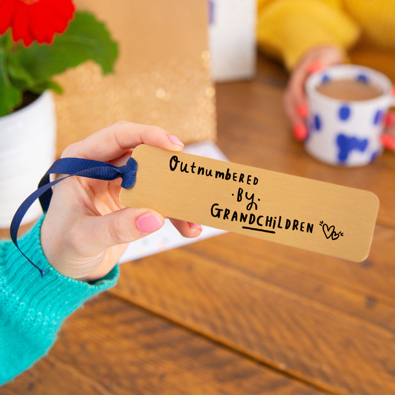 Grandma 'Outnumbered By Grandchildren' Gold bookmark