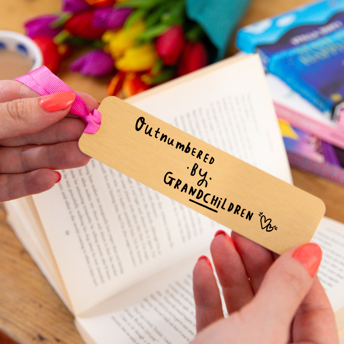 Grandma 'Outnumbered By Grandchildren' Gold bookmark