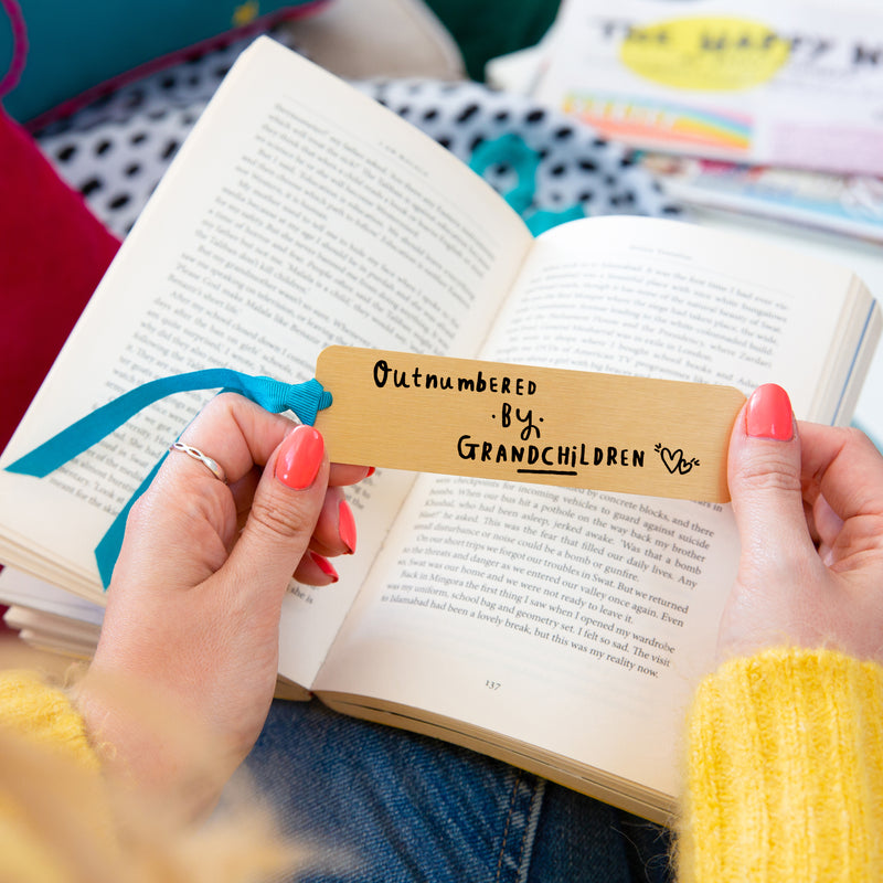 Grandma 'Outnumbered By Grandchildren' Gold bookmark