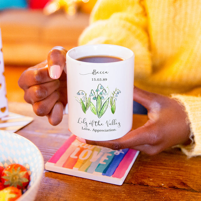 Birth Flower Personalised Watercolour Mug