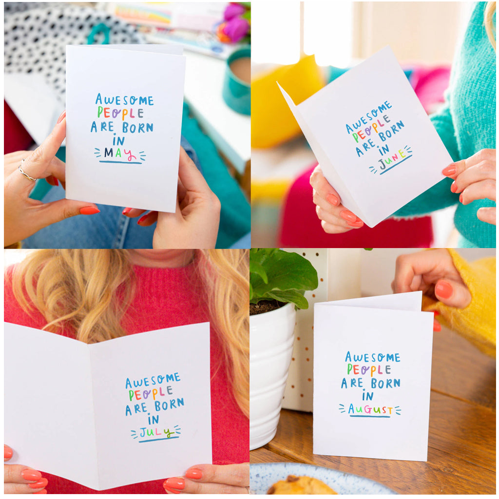 'Awesome People Are Born In' Birthday Greeting Card