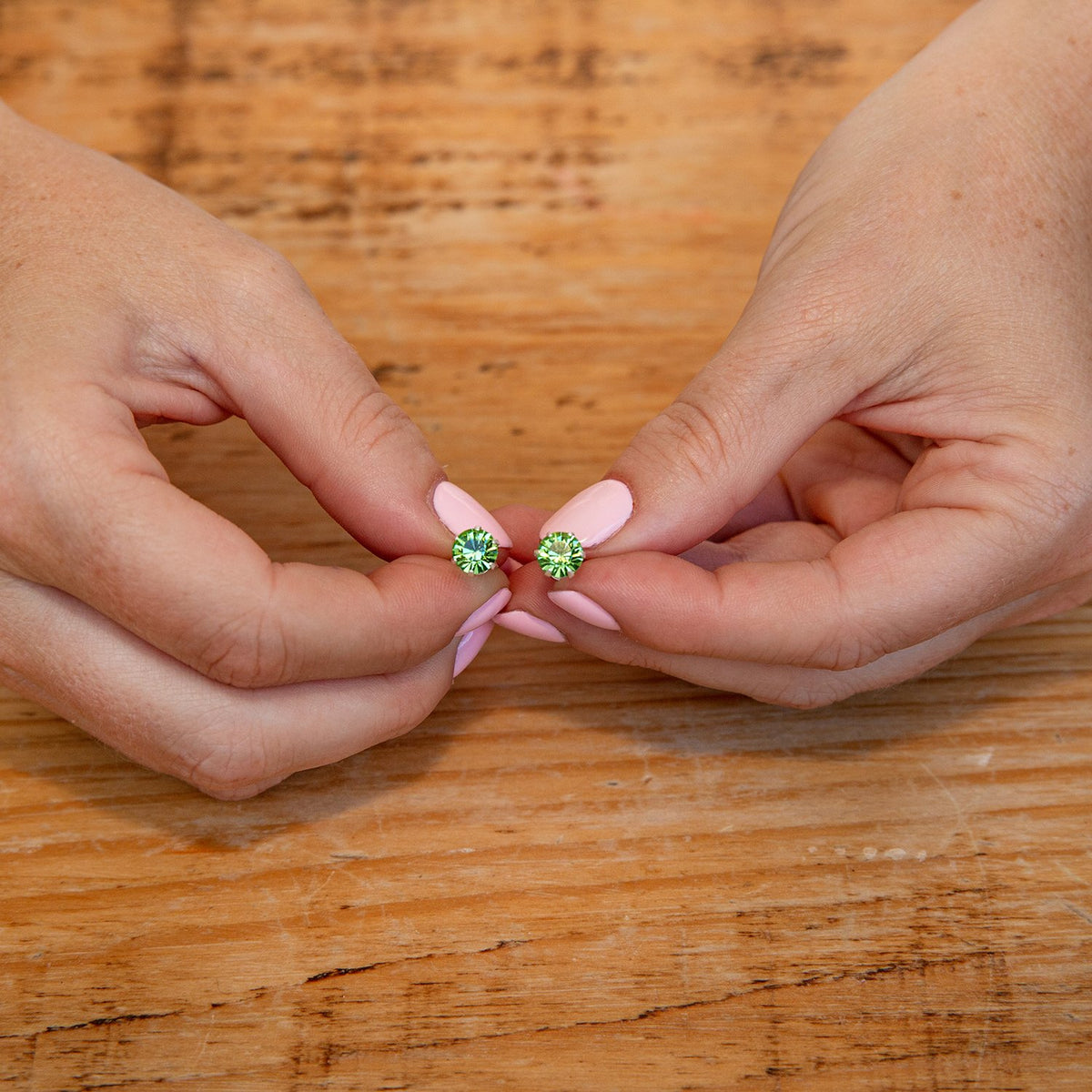 August Birthstone - Peridot Sterling Silver Earrings Characteristic Card