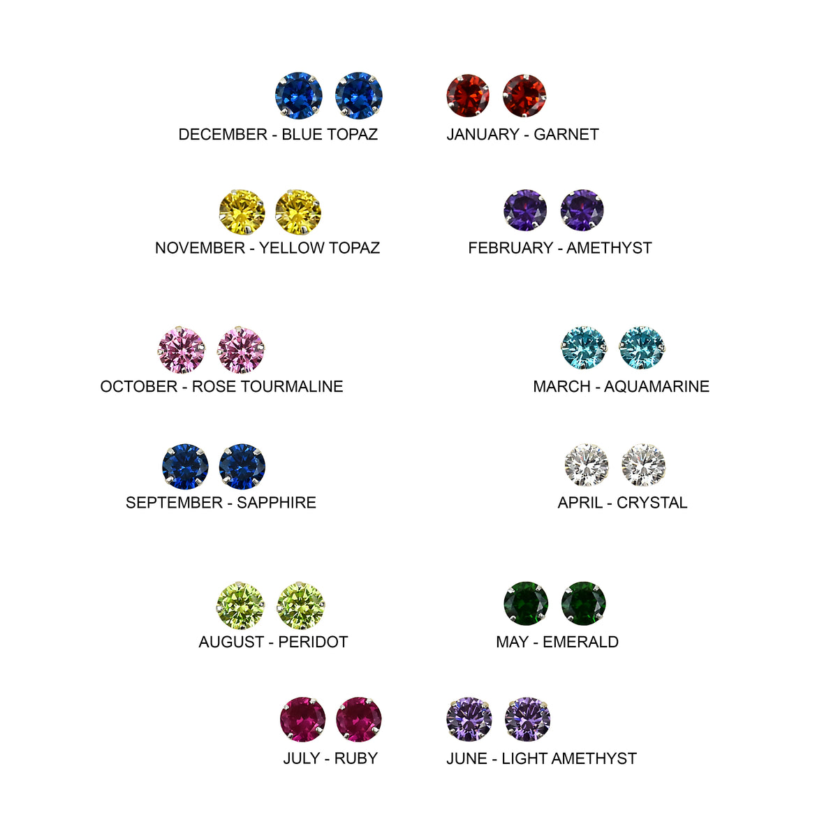 May Birthstone - Emerald Sterling Silver Crystal Stud Earrings