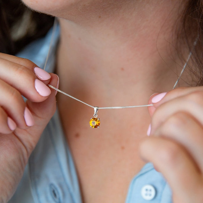 November Birthstone - Yellow Topaz Sterling Silver Necklace