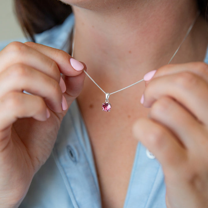 October Birthstone - Rose Sterling Silver Crystal Necklace Characteristic Card