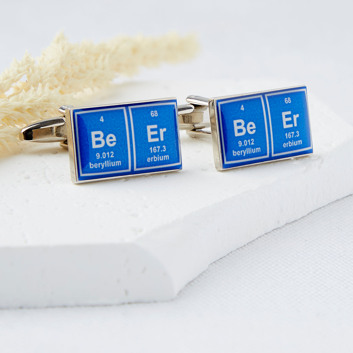 Blue Rectangular Periodic Table Beer Cufflinks