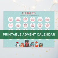 DIGITAL DOWNLOAD - "Children's Christmas Acts of Kindness" Printable Advent Calendar - Winter animals