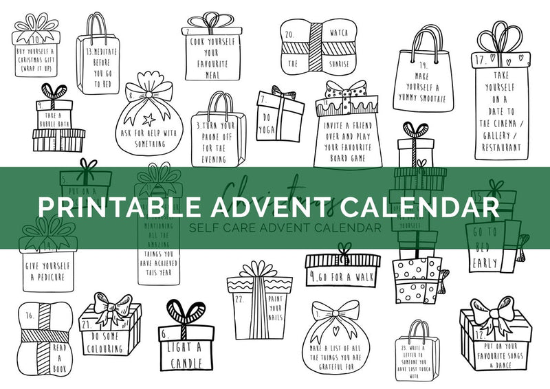 DIGITAL DOWNLOAD - "Christmas Self Care" Printable Advent Calendar - Presents