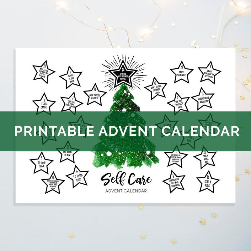 DIGITAL DOWNLOAD - "Christmas Self Care" Printable Advent Calendar - Tree