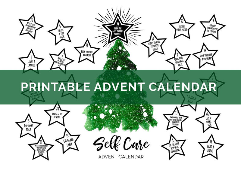 DIGITAL DOWNLOAD - "Christmas Self Care" Printable Advent Calendar - Tree