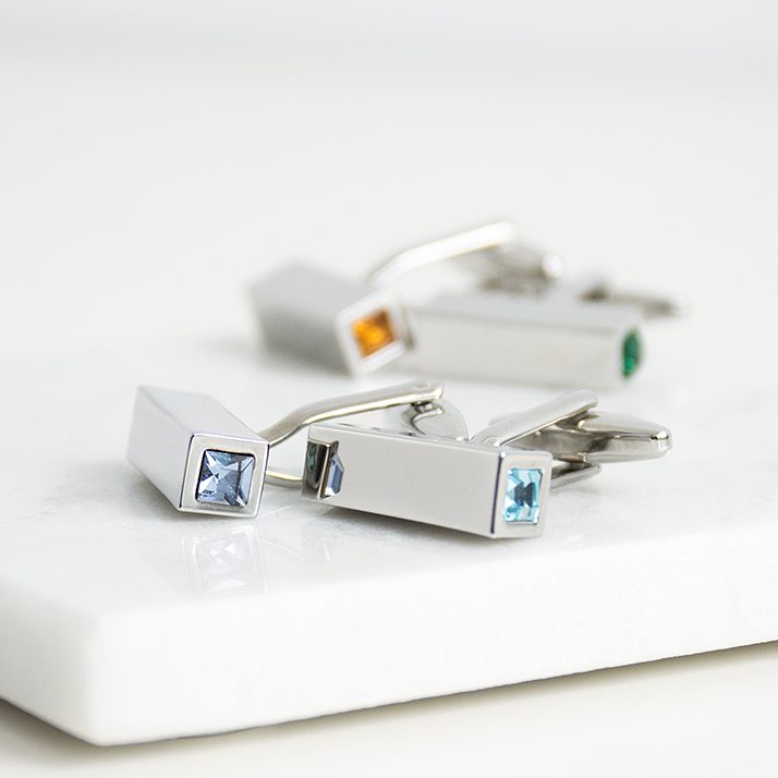 Birthstone Personalised Bar Cufflinks