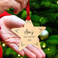 Baby's First Christmas Personalised Star Christmas Decoration