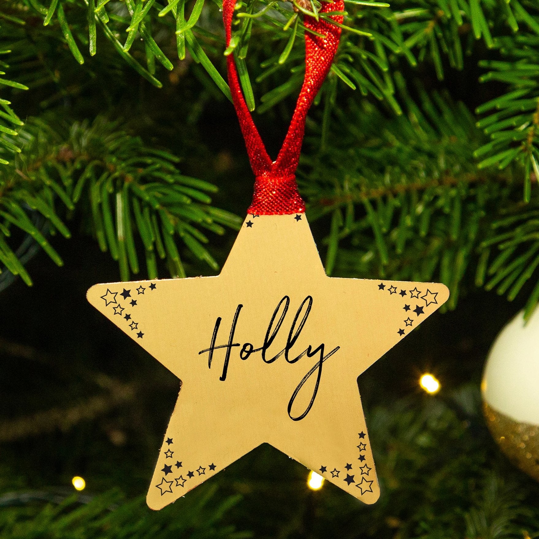 Personalised Name Gold Star Christmas Decoration - Ellie Ellie