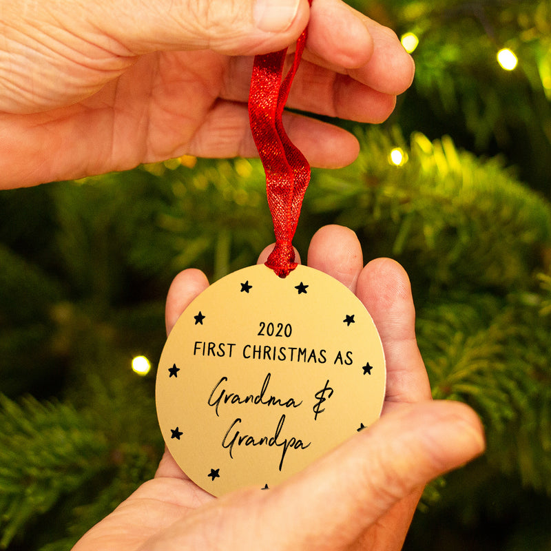 First Christmas As Grandparents Personalised Christmas Decoration