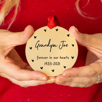 Personalised Remembrance In Our Hearts Gold Christmas Decoration Bauble