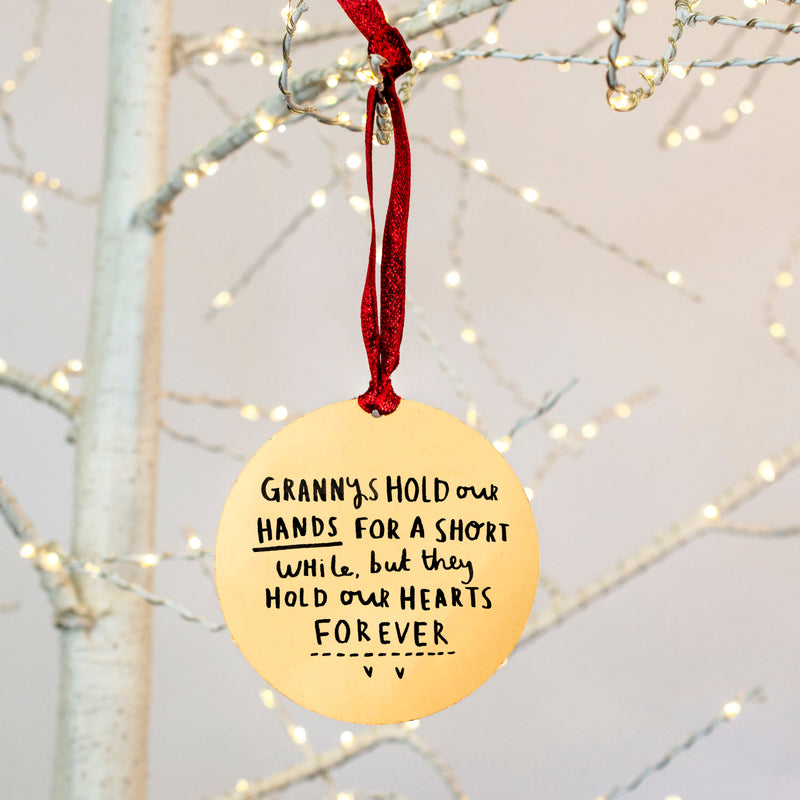 Grandma Remembrance Gold Christmas Decoration Bauble